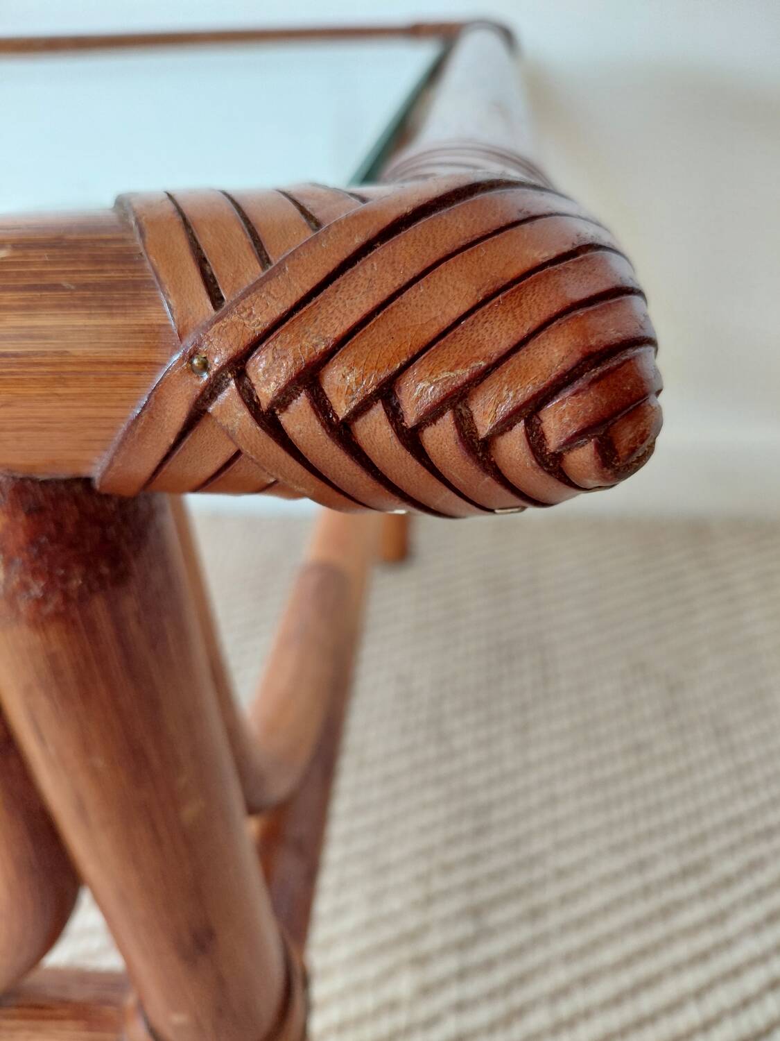 1970s rattan coffee table