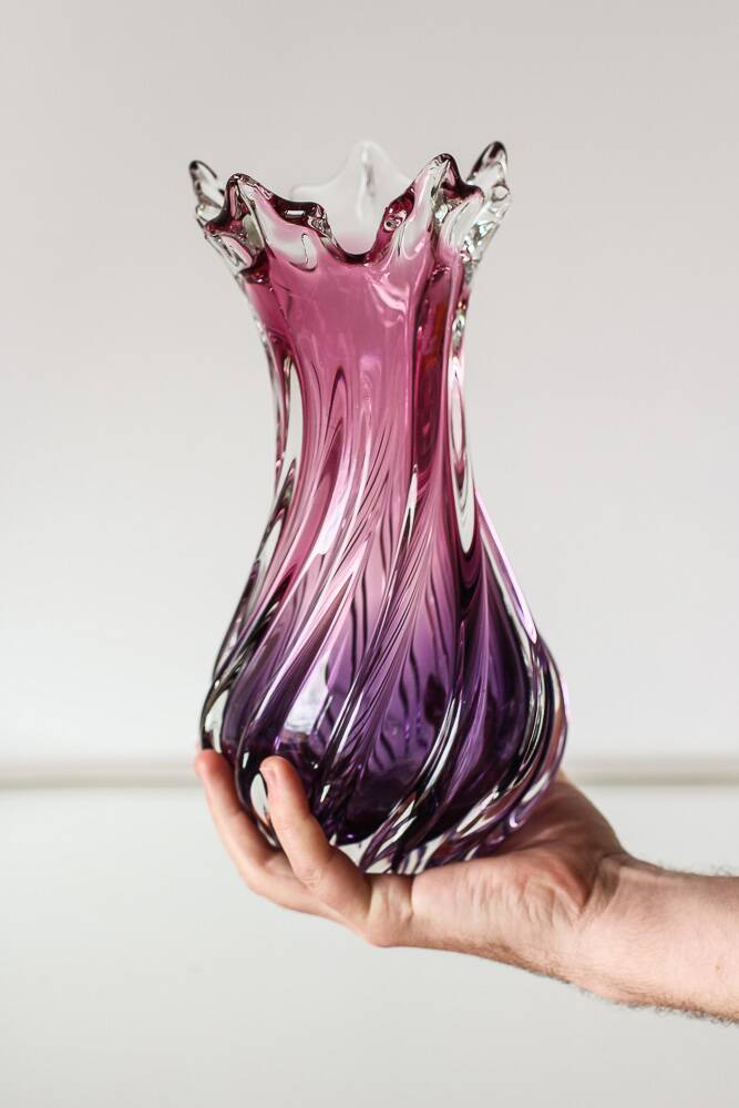 Purple blown glass vase