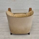 1950s, Danish vintage relax armchair, furniture velour, ash wood.