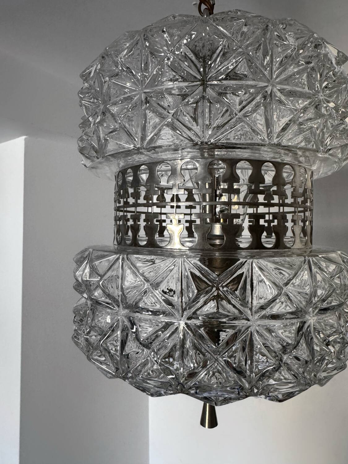 60s chrome glass chandelier