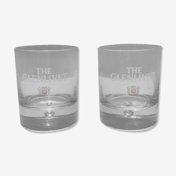 Pair of Glenlivet whisky glass with original bubble glass box