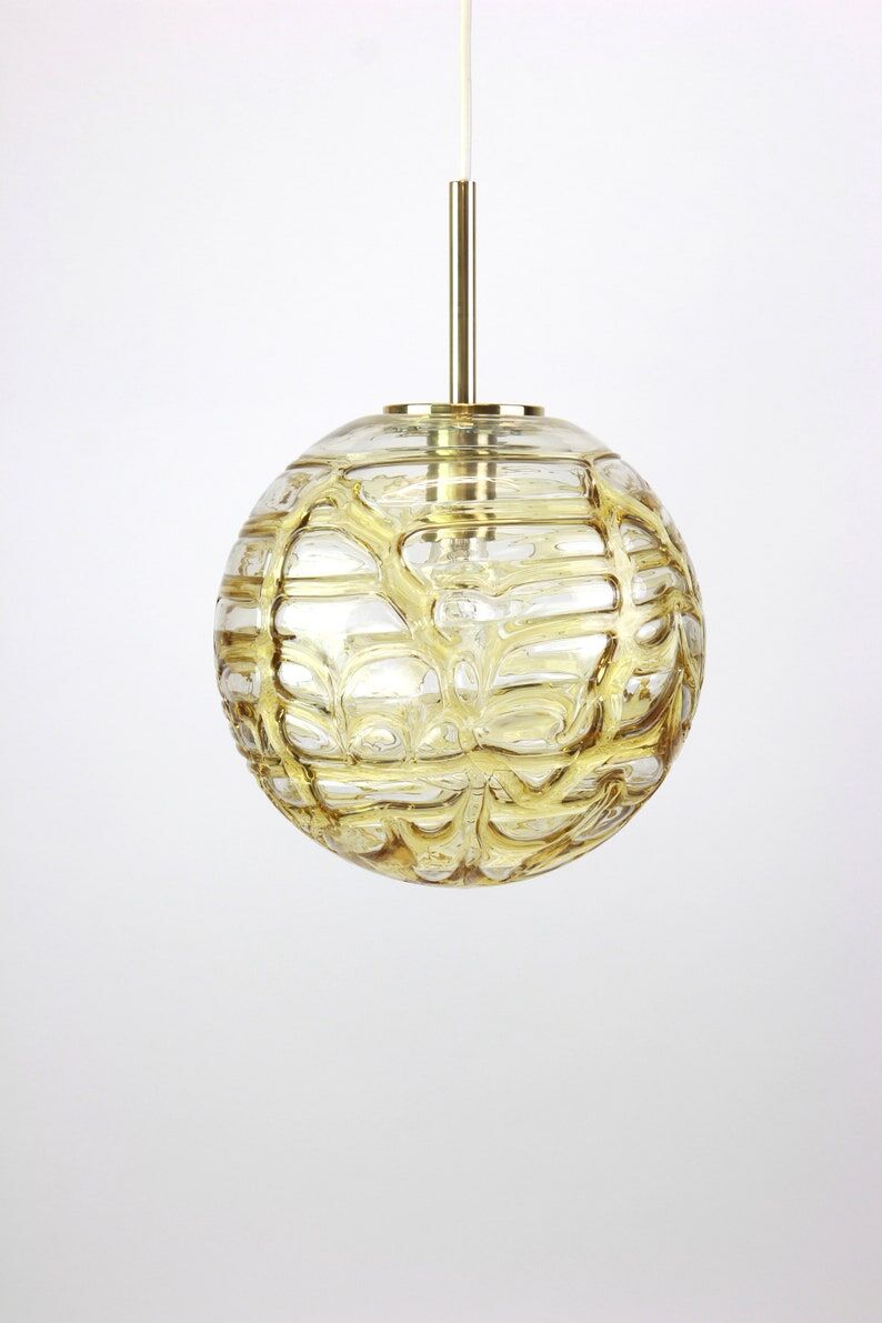 Glass ball suspension by Doria Leuchten Germany 1960s
