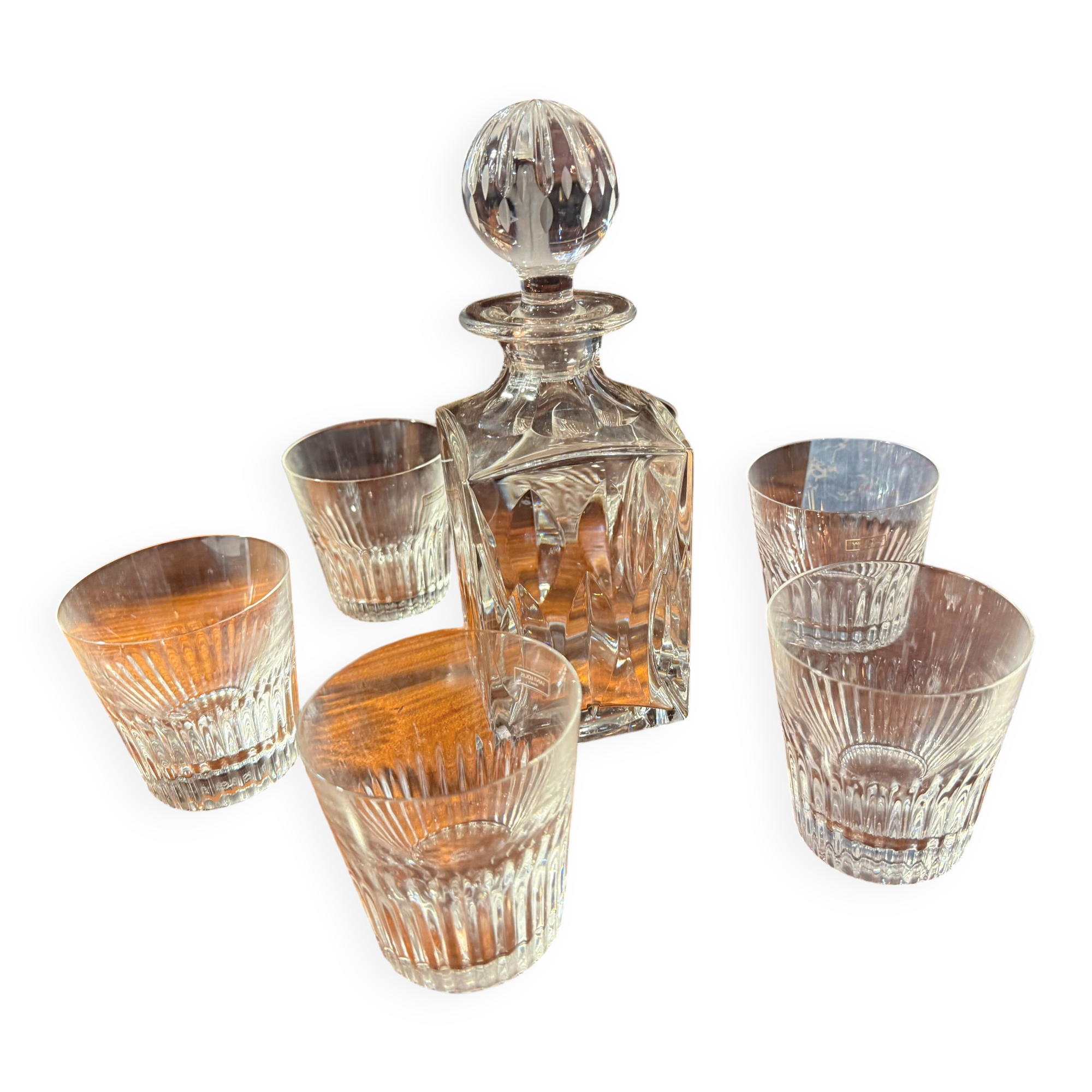 Service à whisky Saint-Louis modèle Manhattan Carafe et 6 gobelets cristal