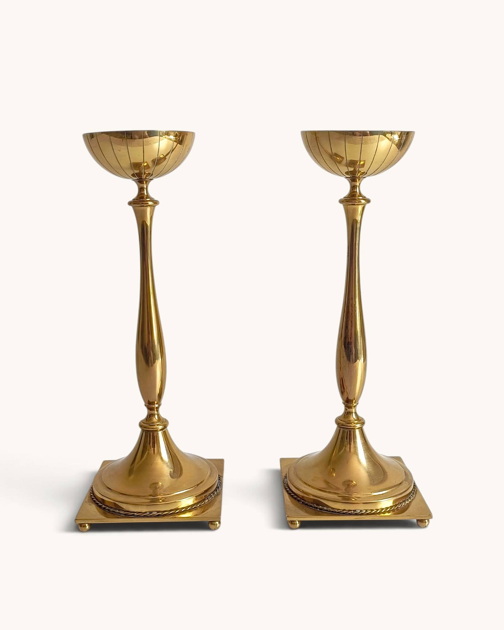 Scandinavian Modern Brass Candlesticks by Gunnar Ander for Ystad Metall