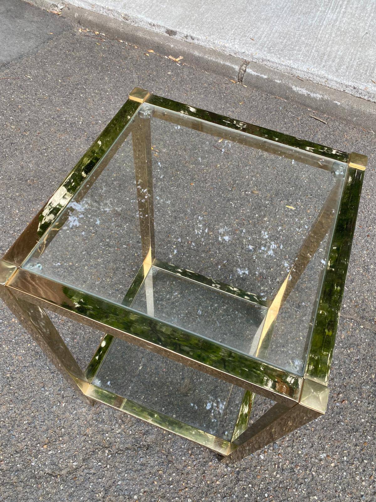 2 bedside tables, end tables in brass and transparent glass Maison Ja