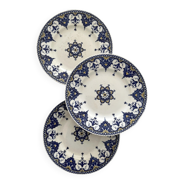 3 assiettes plates terre de fer « Cluny » Sarreguemines