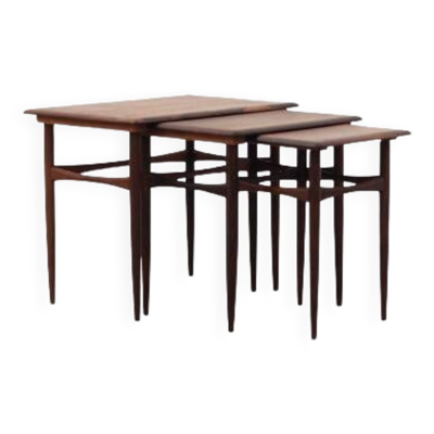 Ensemble de trois tables en palissandre, design danois, années 60, production : Danemark
