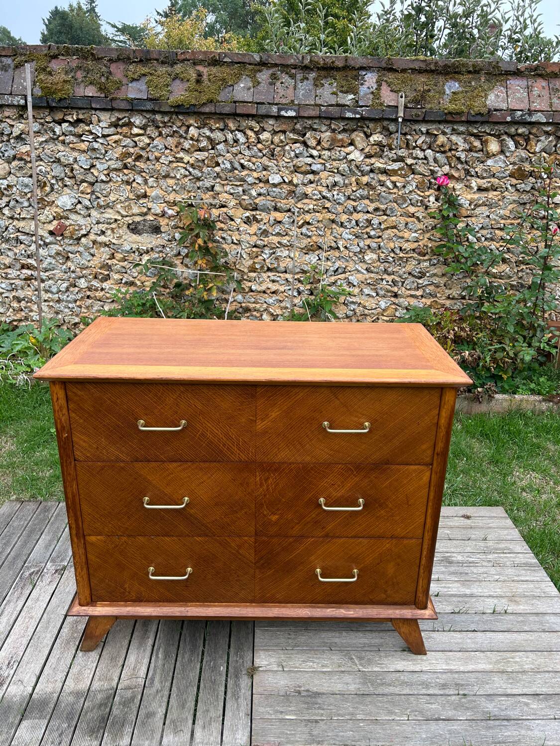 Vintage 1950s chest of drawers in gilded oak