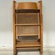 Set of 4 folding chairs, vintage design, wooden structure and canned seat. Around 1970