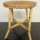 Small vintage rattan side table