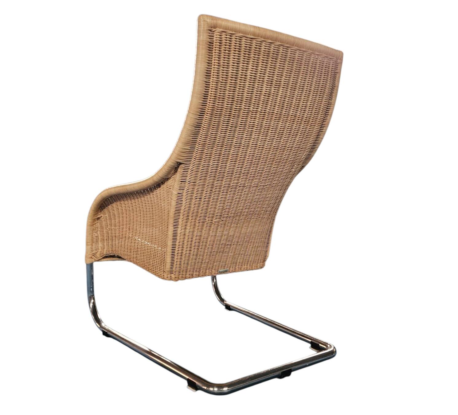 2 x Weighty rattan lounge chair / brown leather 1990s  Very good condition