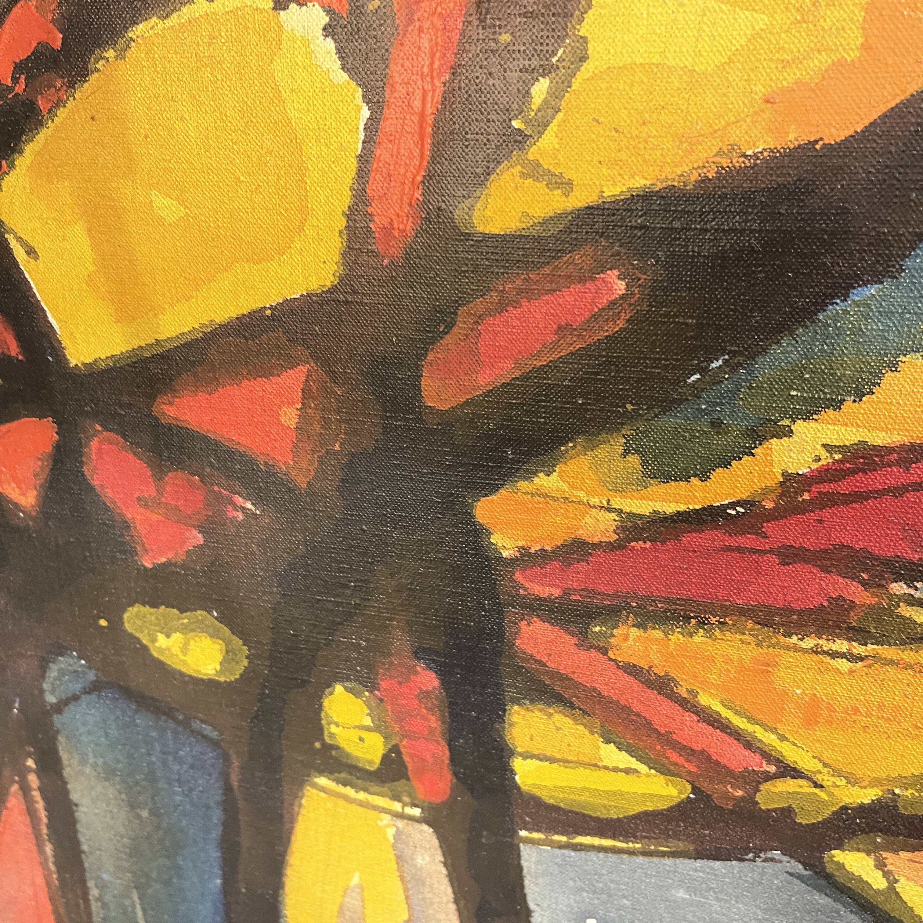 Jean-louis ruythoorens 'sun and calabashes' lubumbashi 1972, abstract painting, oil on canvas