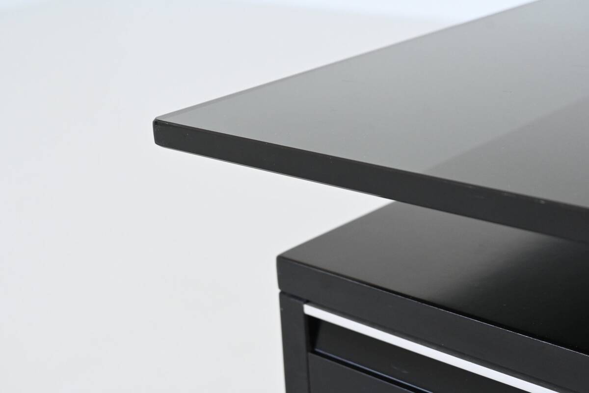 Bureau d'angle exécutif Abbondinterni en acajou et verre, Italie, 1970