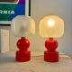 Pair of bright red glass "Globes" bedside lamps, 1960