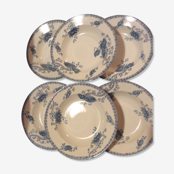 Set of 6 hollow plates royalat sarreguemines