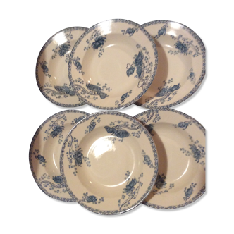 Set of 6 hollow plates royalat sarreguemines