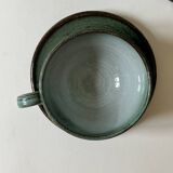 Handmade and signed glazed ceramic coffee cups, circa 1950.