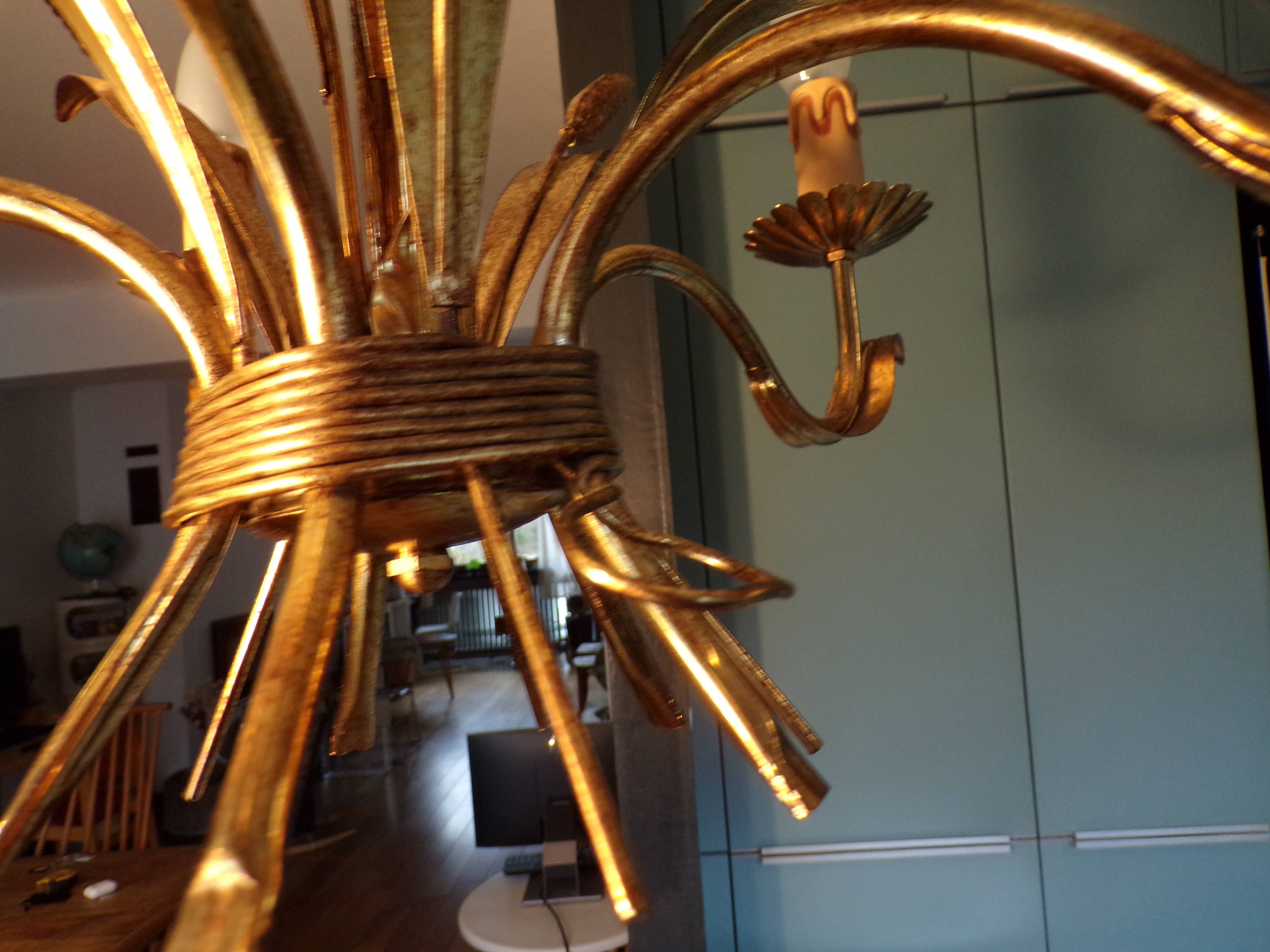 Lustre épi de blé fer doré 5 feux