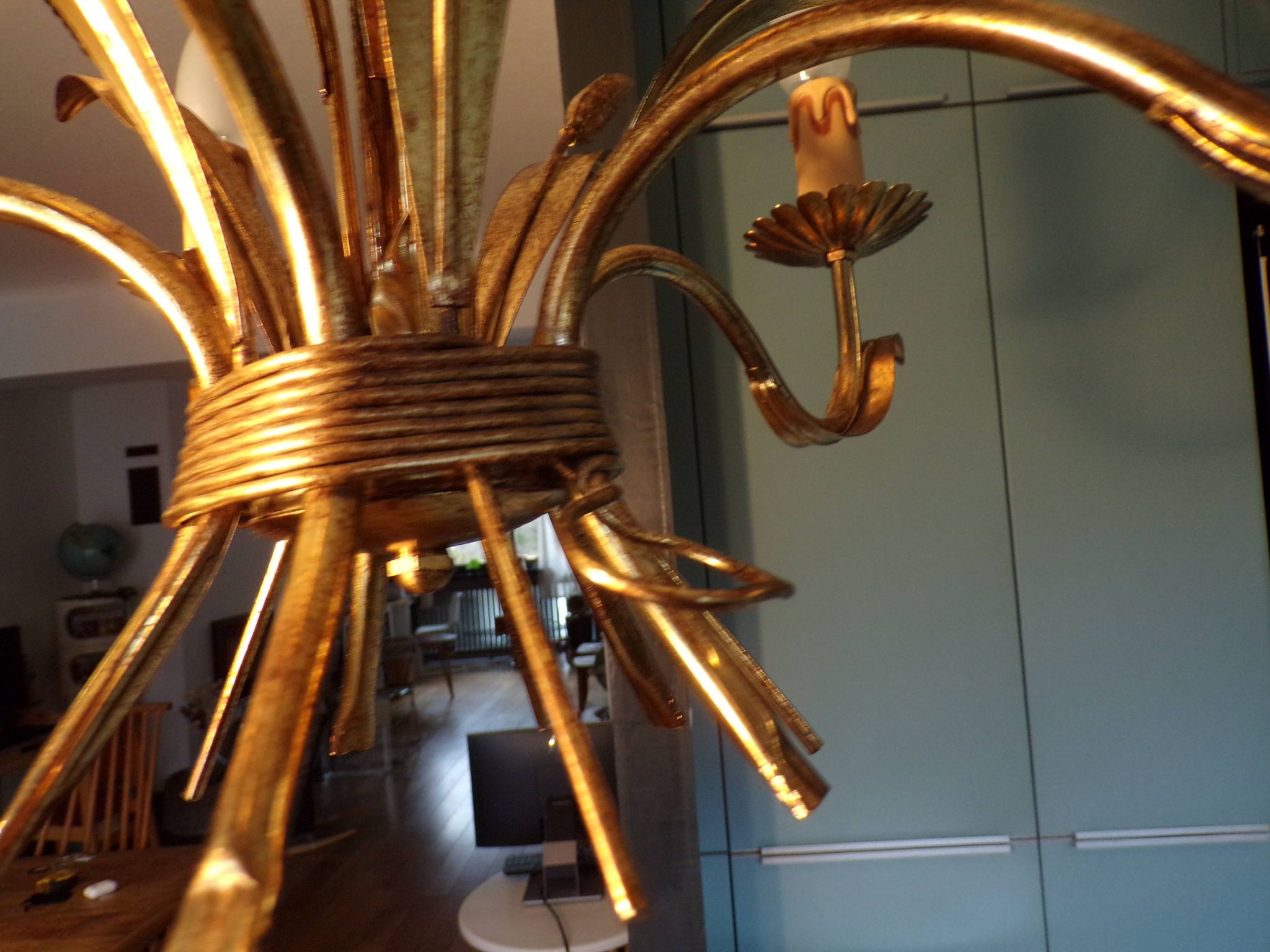 5-light gold-plated iron wheat sheaf chandelier