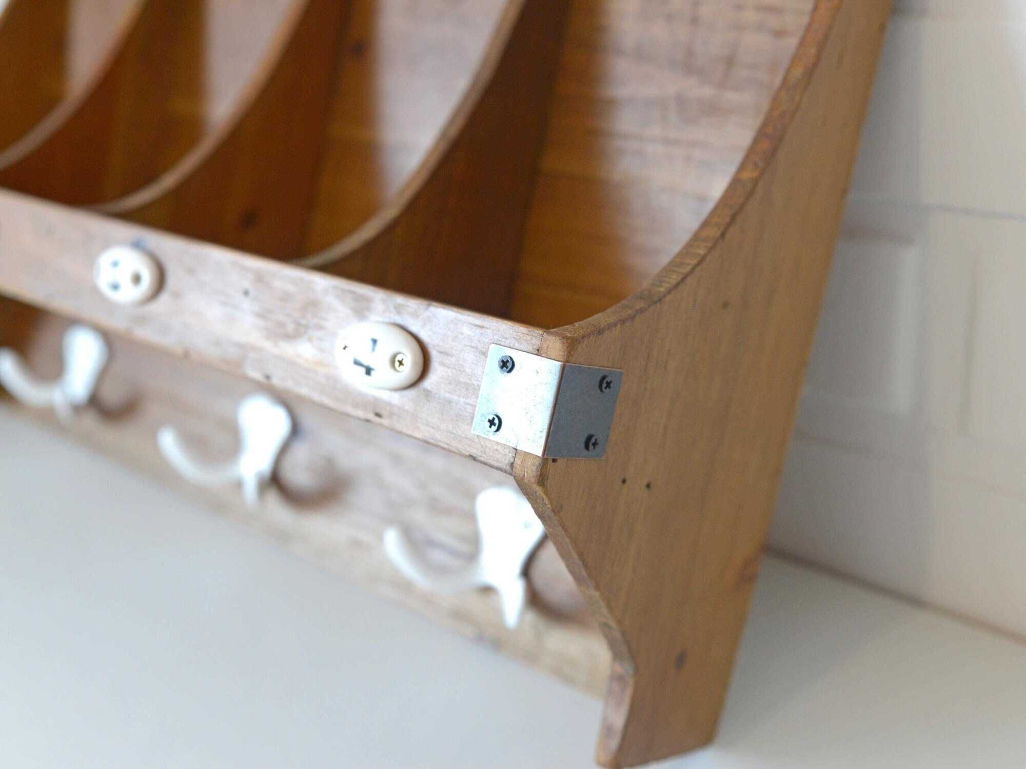 Vintage Wall Wooden Shelf / Mid Century Mail Organizer / Key Holder
