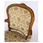 Pair of Neo-Rococo Armchairs with Decorated Fabric in Light Wood