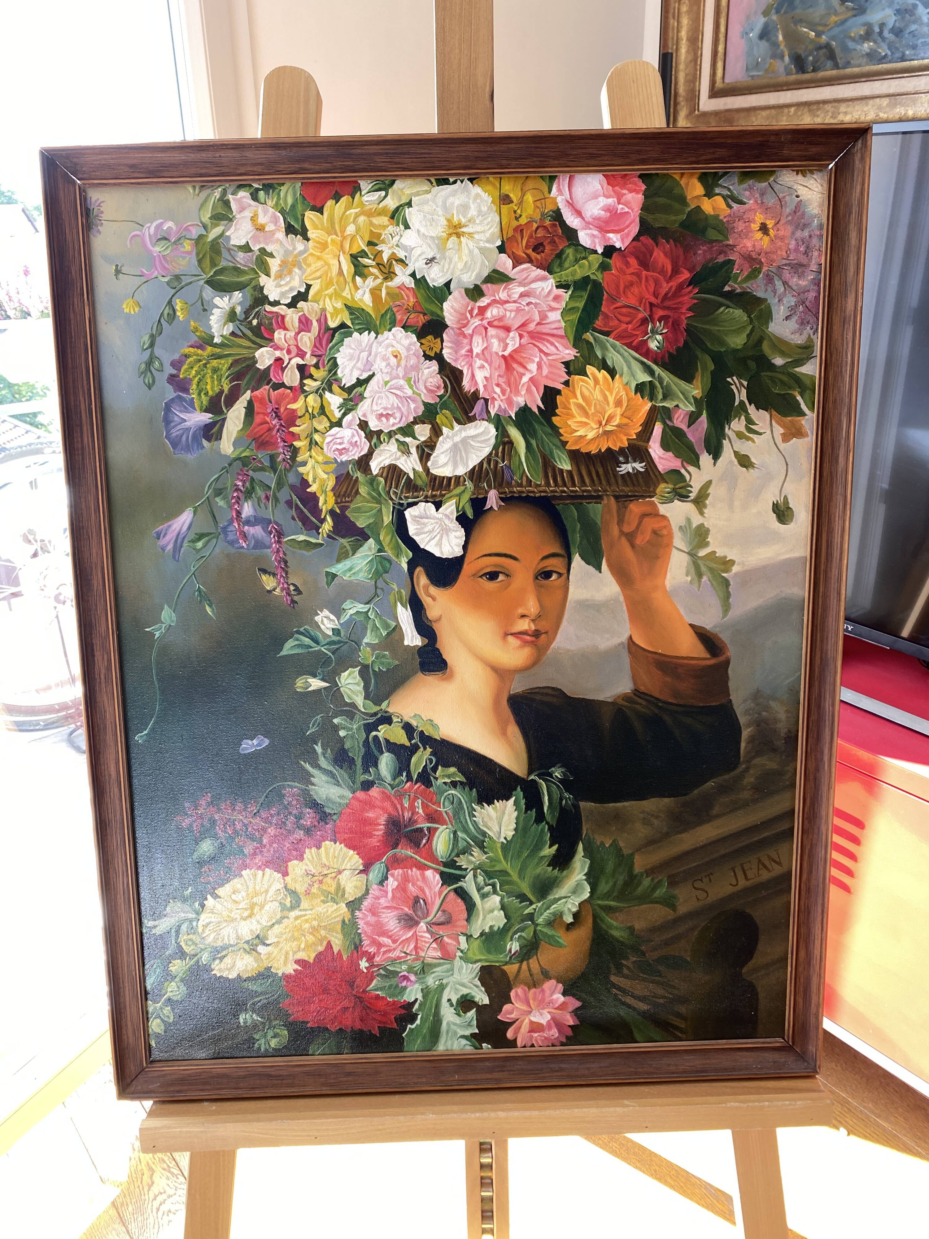 Portrait selling flowers