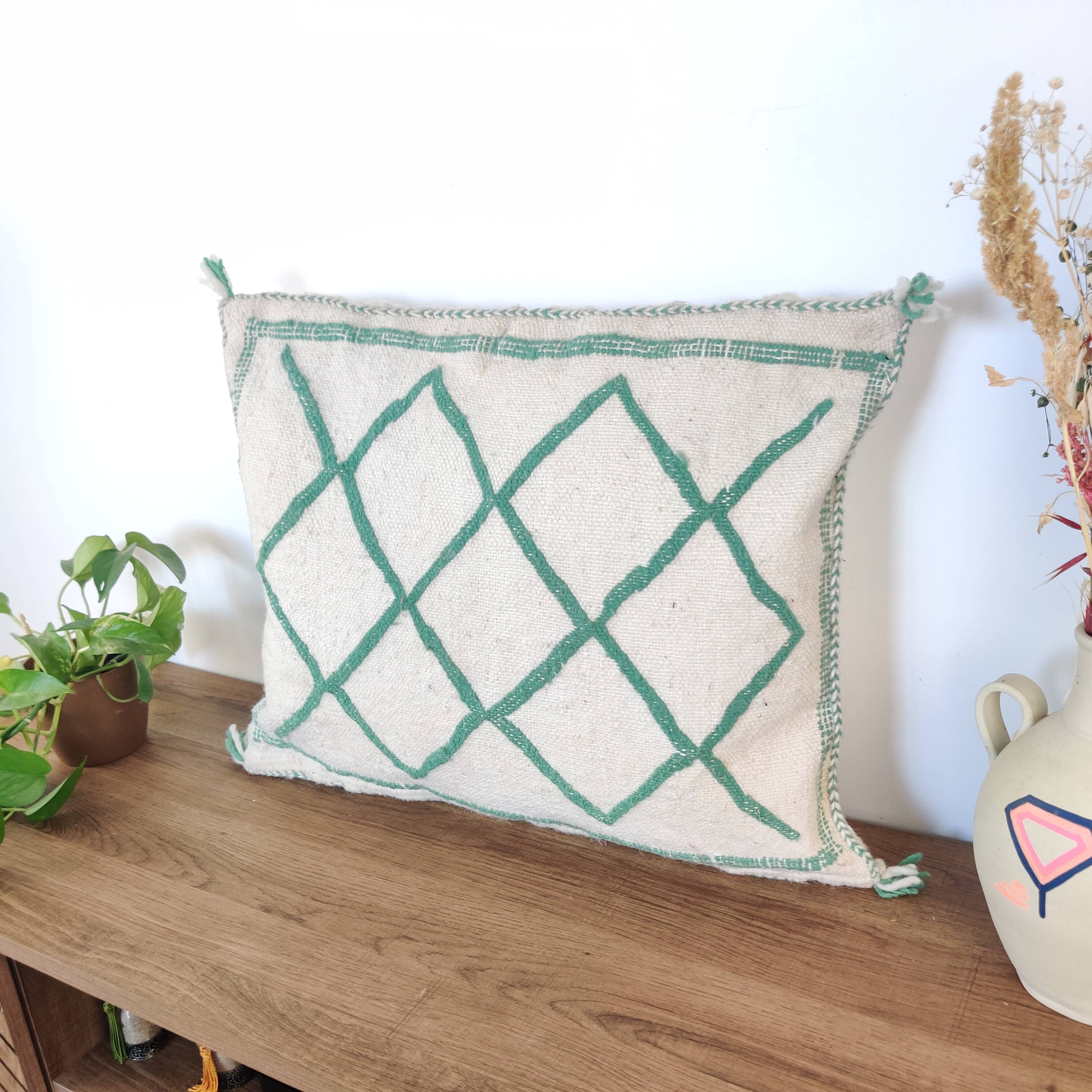 Berber green diamond cushion