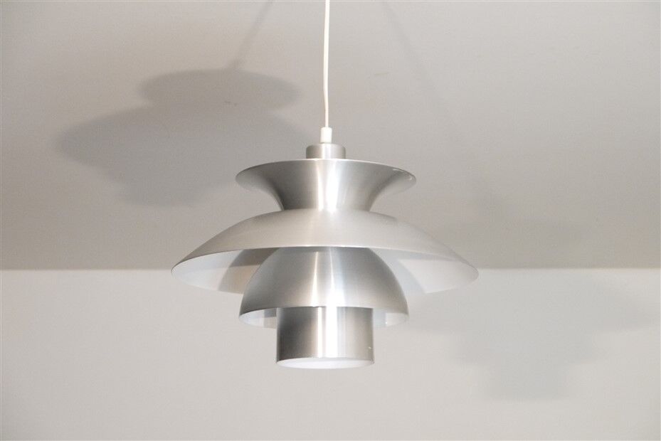 Vintage Scandinavian aluminum pendant light 1970