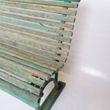 Antique French Park Benches Painted In Greenish Color From 1930s