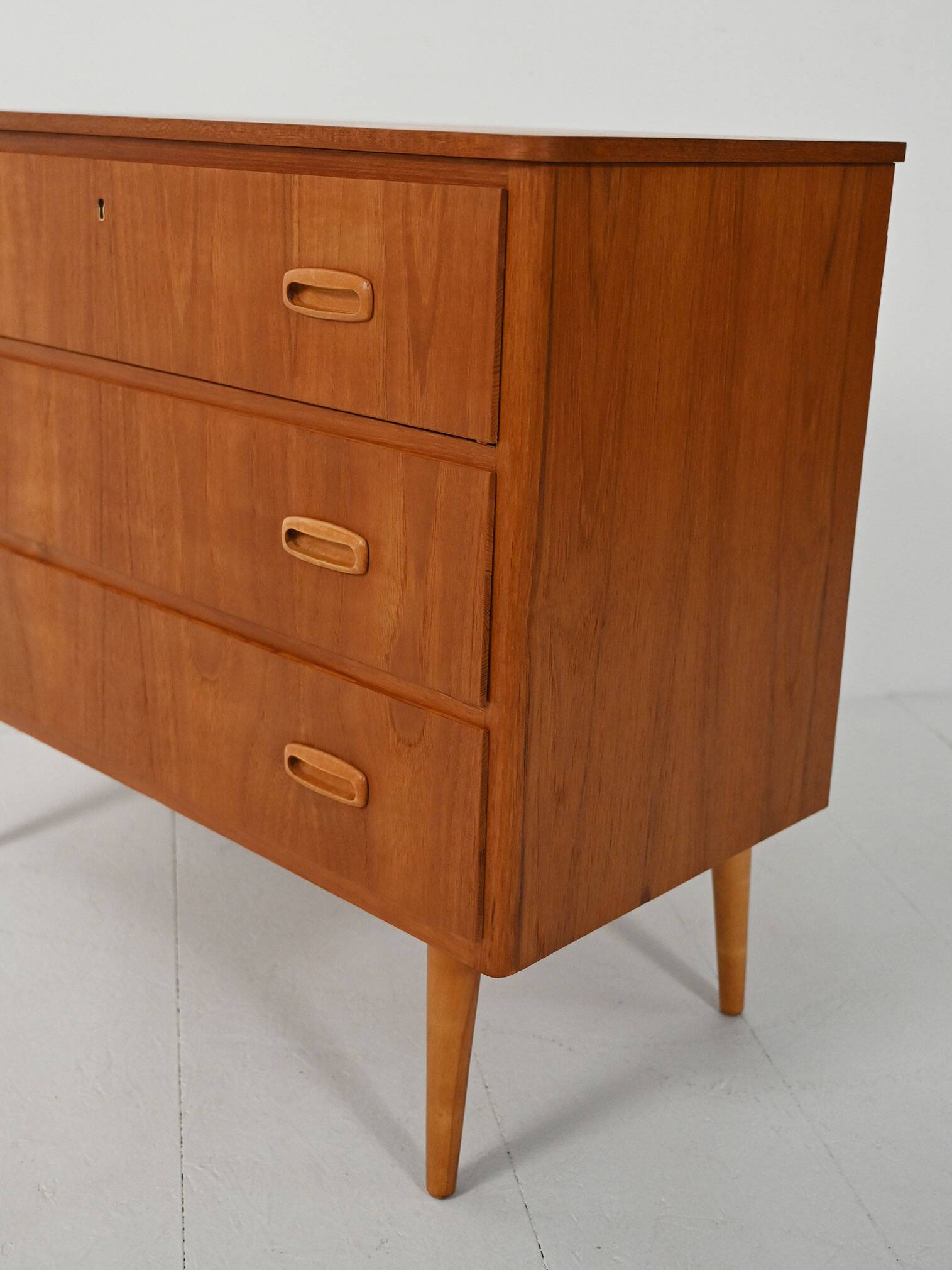 Scandinavian teak chest of drawers with oak details