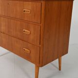 Scandinavian teak chest of drawers with oak details