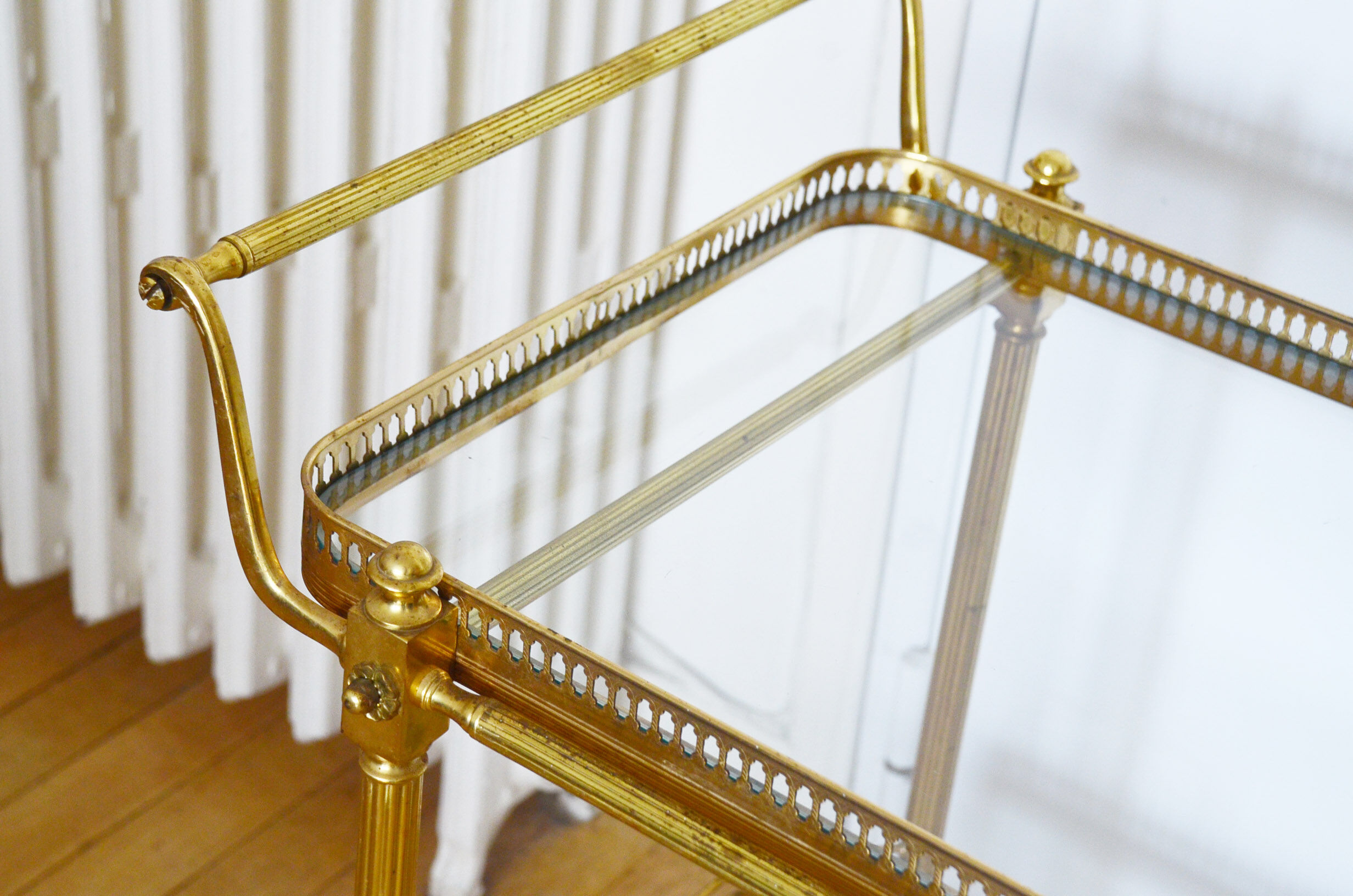 Brass trolley with wheels 60's bottle holder