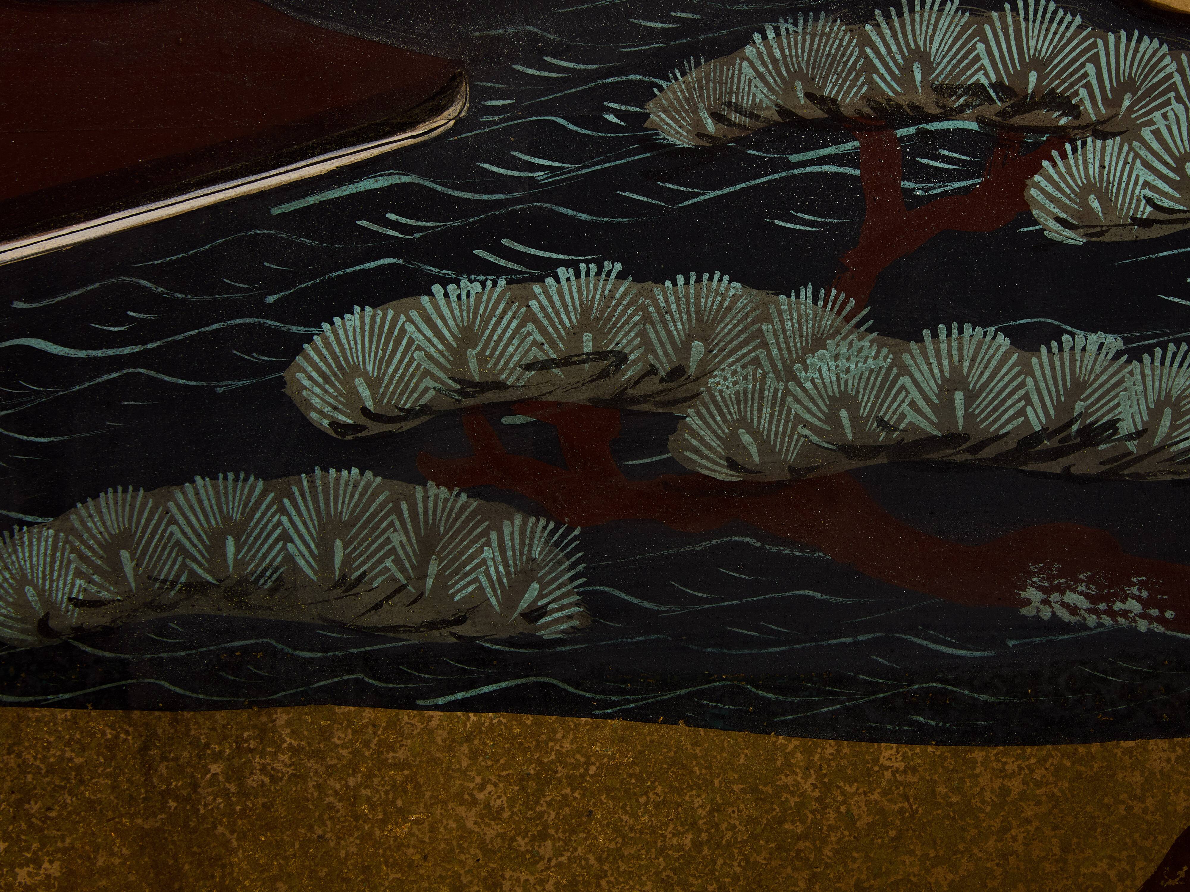 Japanese six-panel Byobu screen on paper, Edo period, 19th century