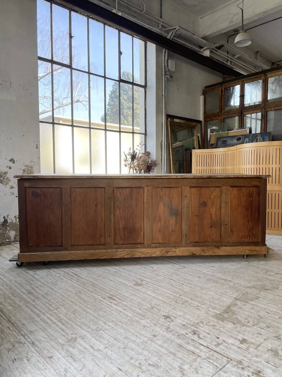 XXL solid oak counter sideboard
