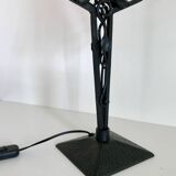 Charles SCHNEIDER art nouveau desk lamp, in glass with signature and hammered metal
