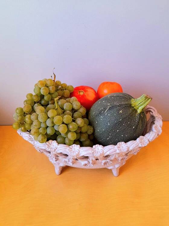 Woven ceramic fruit bowl, Fratelli Fanciullacci 1950