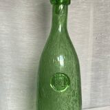 Biot-signed bubble glass bottle, green carafe