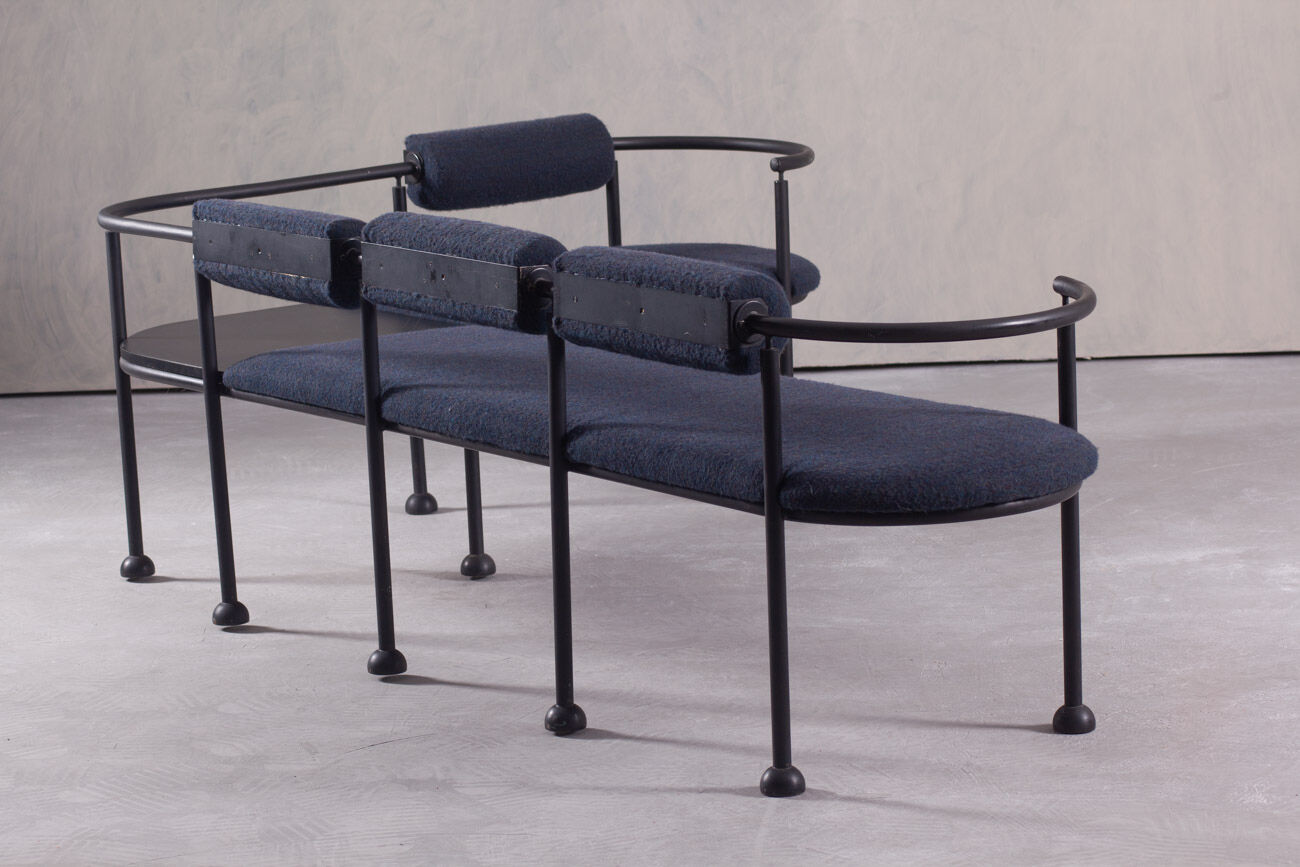 Postmodern steel and fabric bench, Italy, 1990s