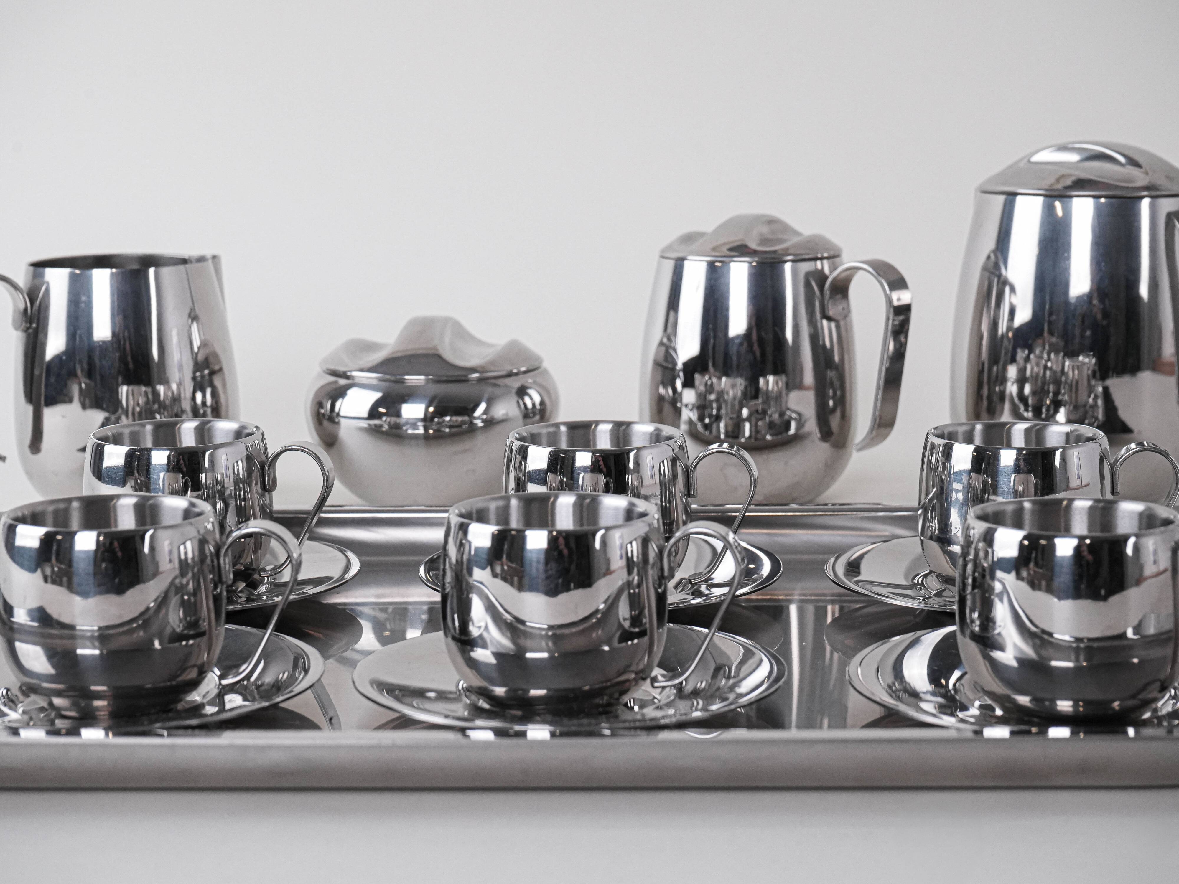 Coffee and tea set, Italian design, 1980s, made in Italy