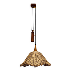 Lampe suspendue en rotin - teck