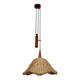 Adjustable Wicker and Teak Pendant Lamp