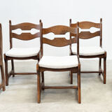 Set of six brutalist razorback dining chairs
