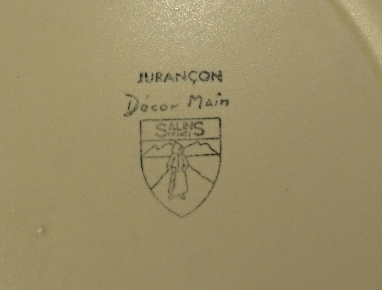 Round dish earthenware Salins decoration Jurançon hand painted vintage