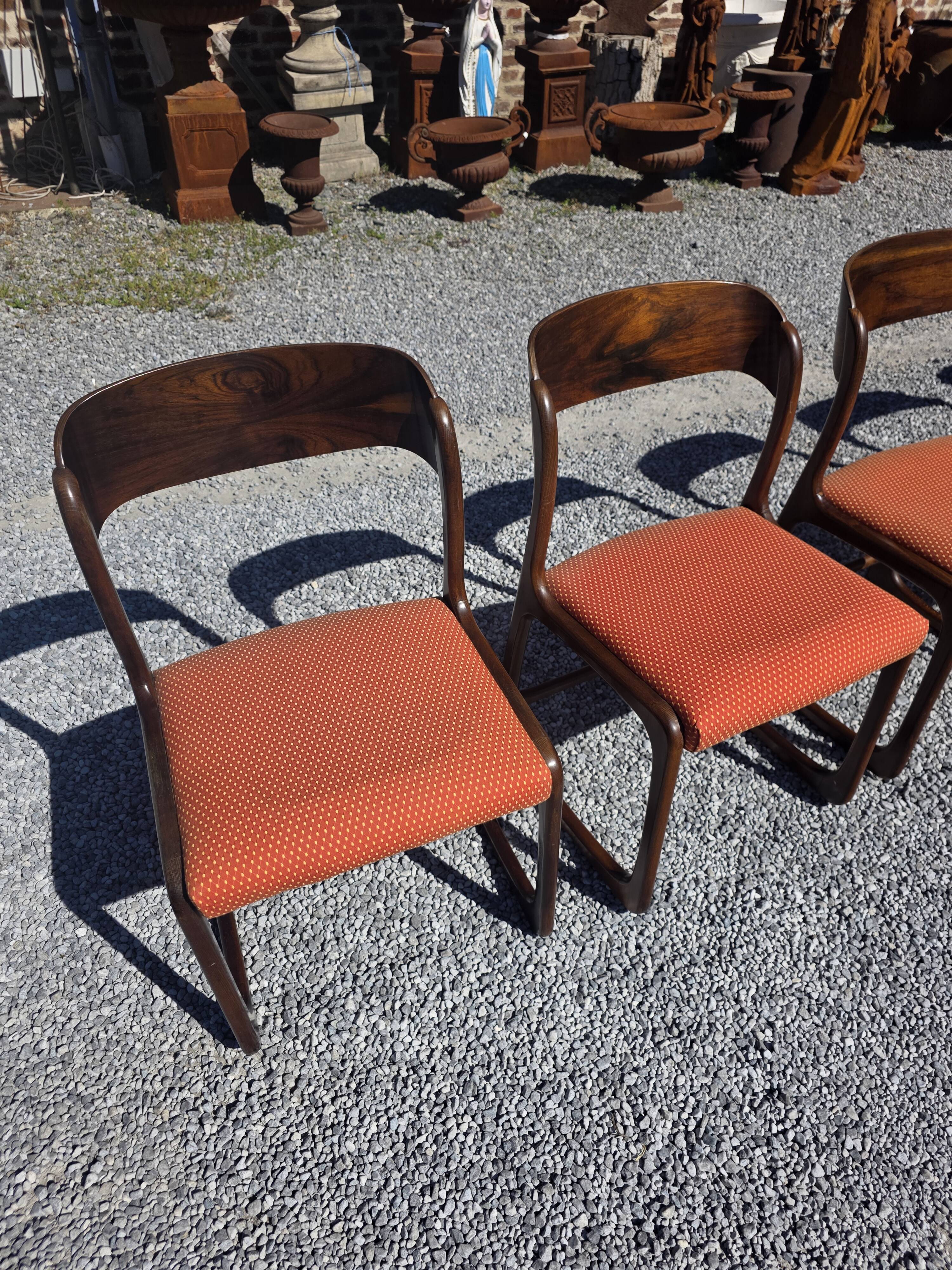 6 Baumann sled chairs in rosewood from the 1960s.