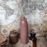 Vase, hot water bottle with handle in brown terracotta stoneware, France