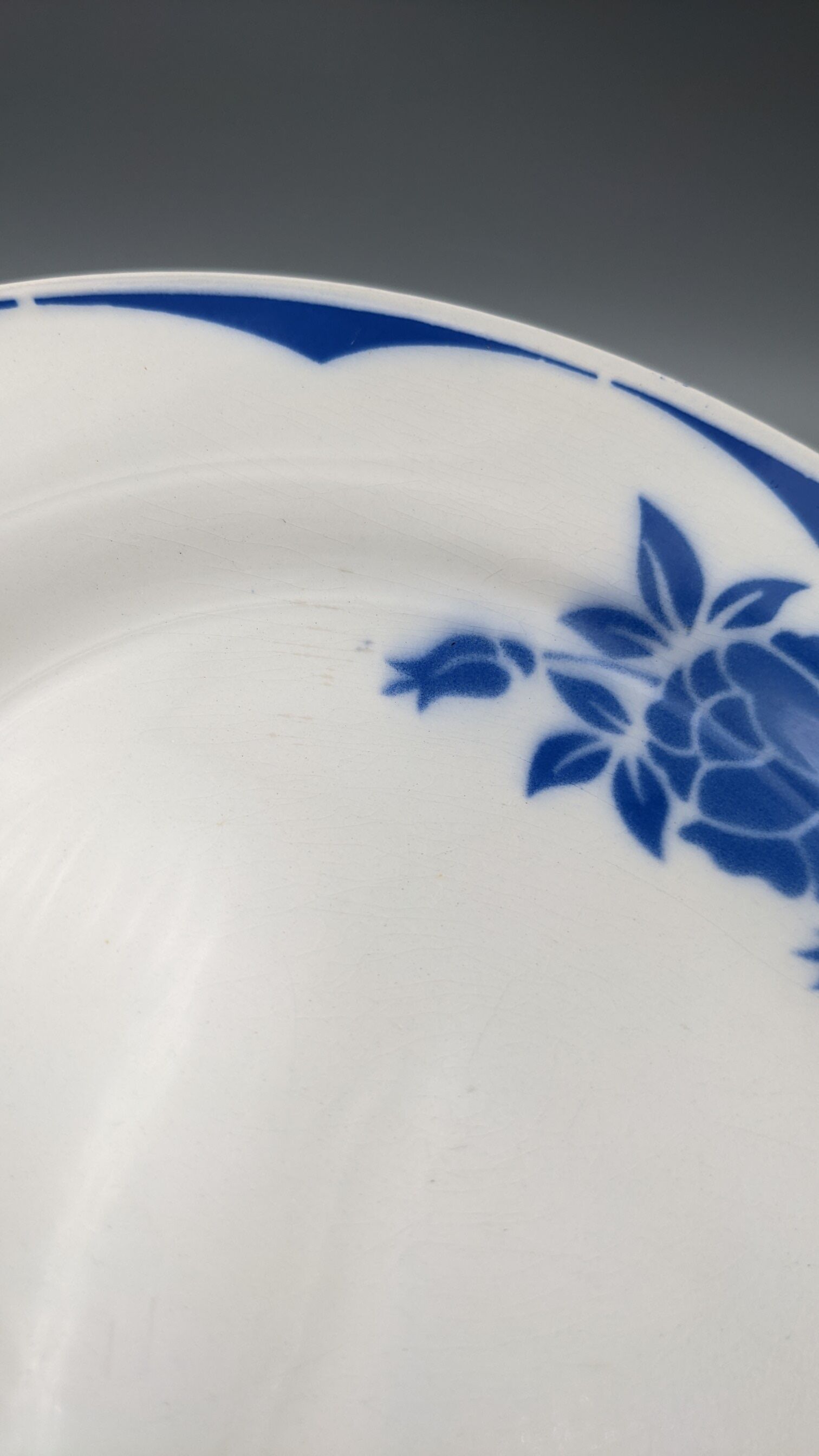 Series of 6 vintage art deco plates Digoin Sarreguemines Corsica blue flowers