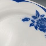 Series of 6 vintage art deco plates Digoin Sarreguemines Corsica blue flowers