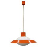 1970s Czechoslovak mid-century orange opaline glass pendant lamp