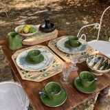 Coffee service signed Poterie de Marnaz including cups and pitcher in glazed terracotta
