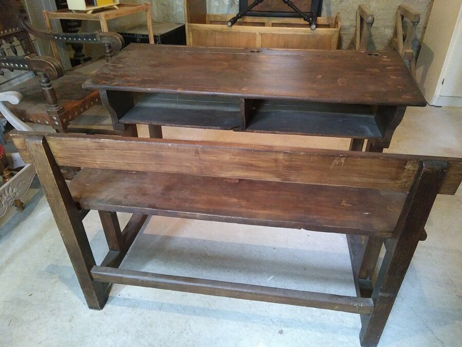 Desk school desk double wood massif 30/40 years
